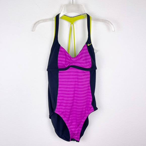 Nike Purple and Black Women's One Piece Swimsuit - Picture 1 of 6
